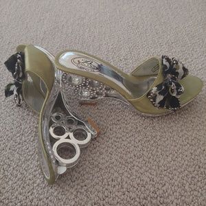 Satin wedge heel slippers